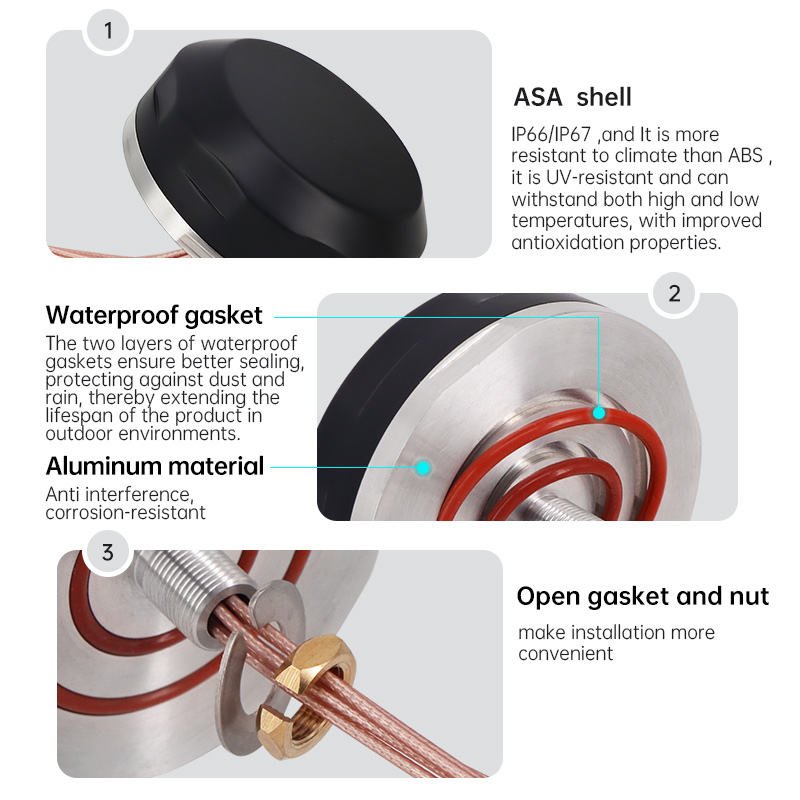 Waterproof Outdoor Low Profile 5 in 1 Omnidirectional Screw Mount Combo GPS WIFI 4G LTE MIMO 5G Puck Combination Antenna