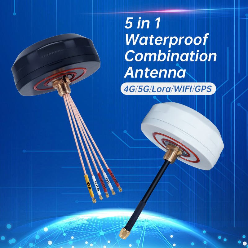 Customized 5 in 1 Waterproof Outdoor Omnidirectional Screw Mount Combined Low Profile GPS WIFI 4G LTE MIMO 5G Puck Combo Antenna