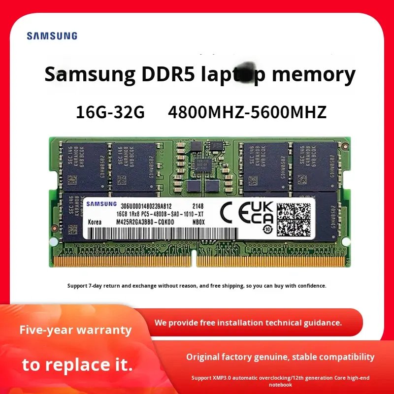 For DDR5 Laptop RAM 16GB 32GB Gaming Overclocking Made in South Korea