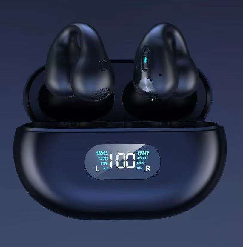 Sports Ear Clip Earbuds with Digital Display 5-10 Hours Battery Life for V5.3 ENC Noise Cancellation for Workout
