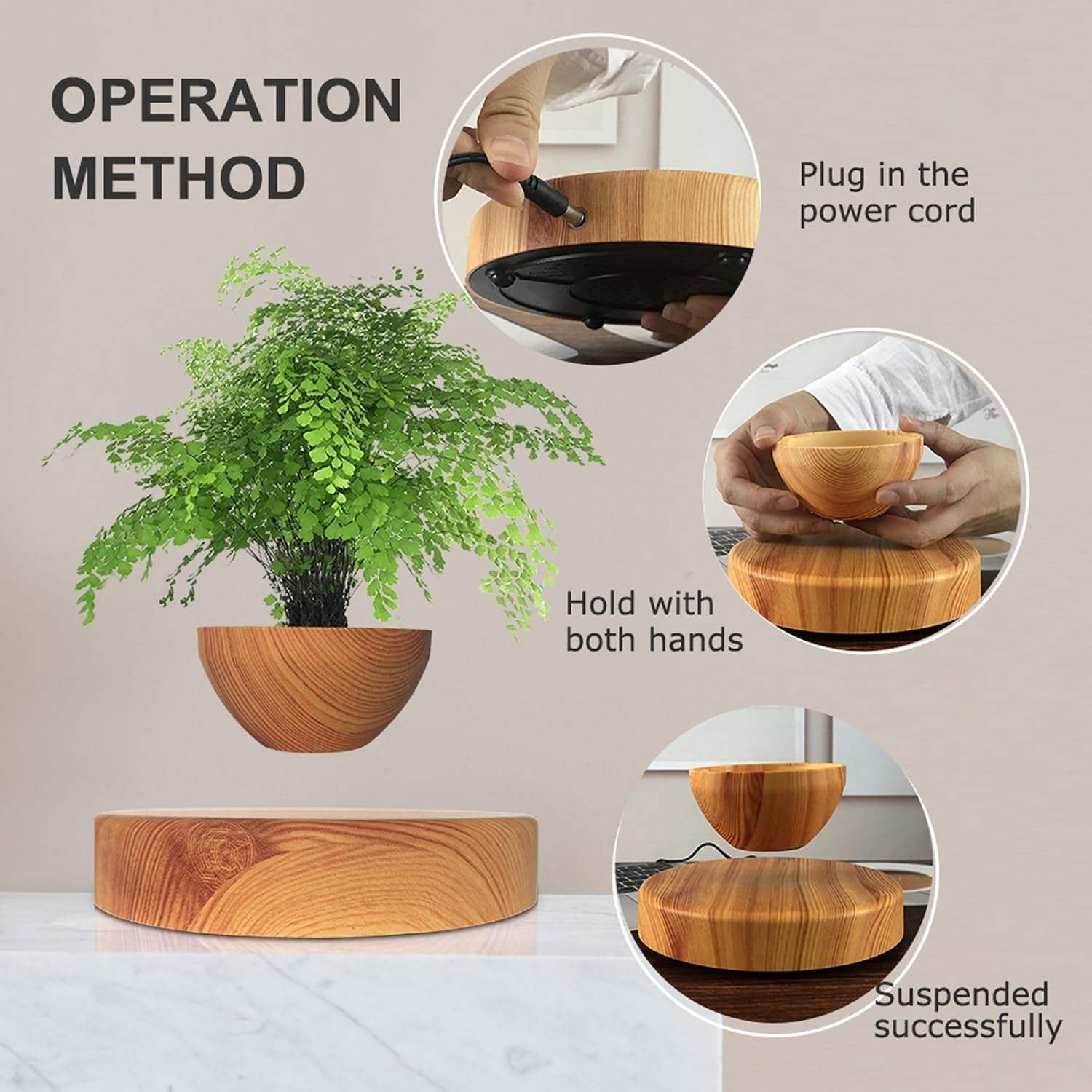 Eco-Friendly Levitating Air Bonsai Pot Modern Magnetic Levitation Suspension Flower Pot Digital Smart Plastic Material