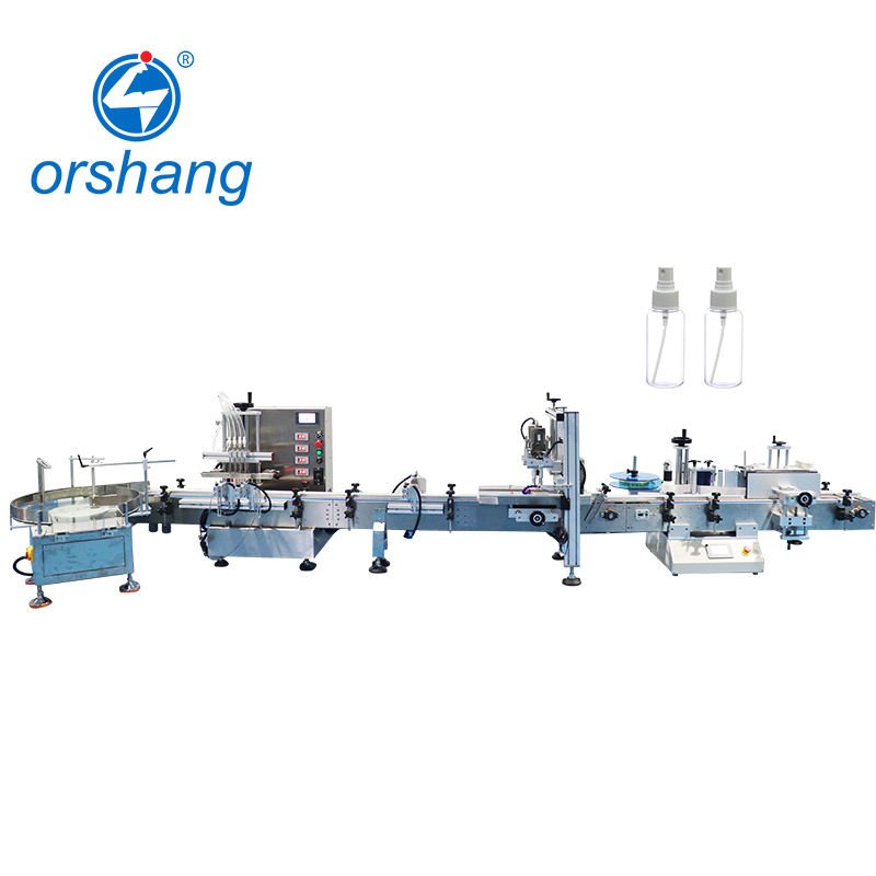 Orshang Desktop Automatic High-Speed Spray Bottle Oil Juice Beverage Wine Filling Capping Labeling Production Plastic Chemical