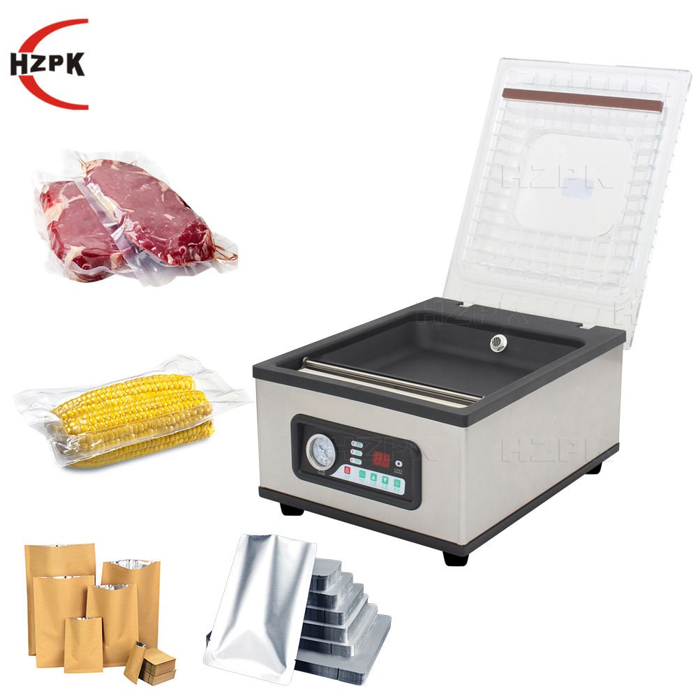 HZPK DZ-260D Household Hot Vacuum Sealer Single Chamber for Aluminum Foil Bag and Kraft Paper Bag Food Packaging Vacuum Sealer