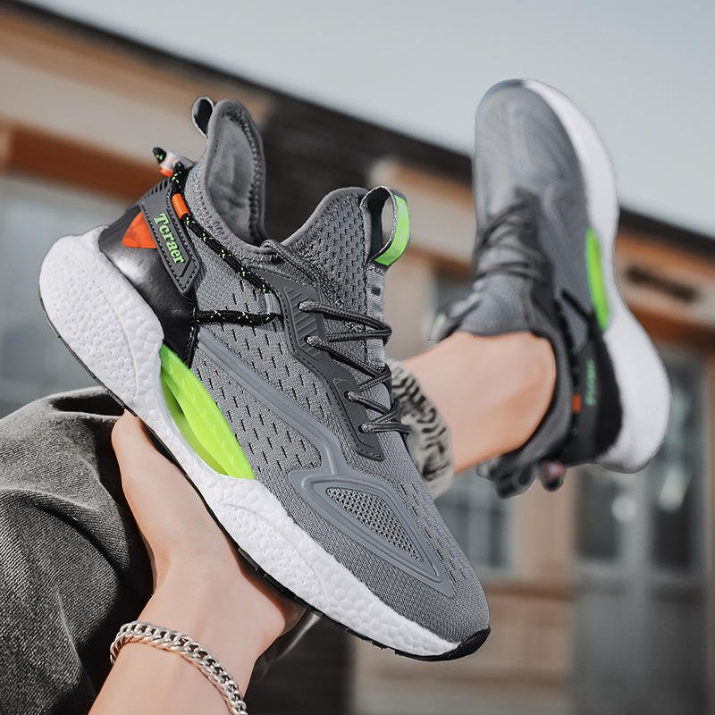 HaiChuan Men's Breathable Mesh Running Shoes with Rubber Midsole and Outsole for Casual Sports Use