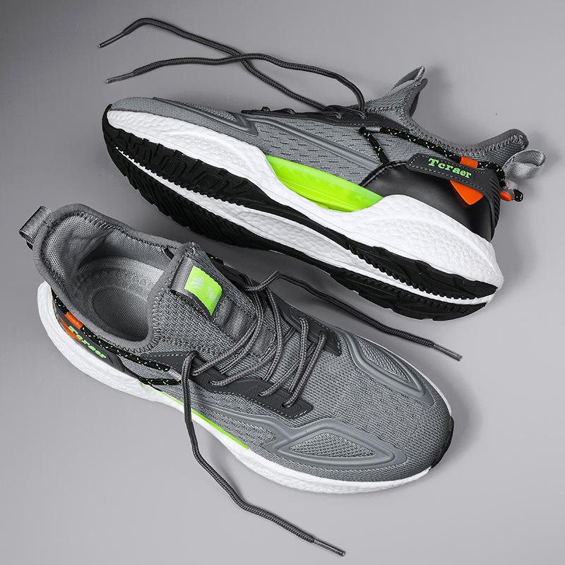 HaiChuan Men's Breathable Mesh Running Shoes with Rubber Midsole and Outsole for Casual Sports Use