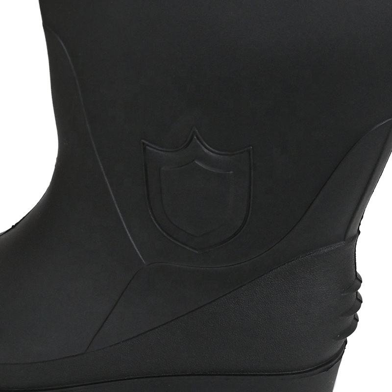 ULTAC Men's Industrial Safety Rain Boot Logo PVC Injection Steel Toe Easy Dry Fabric High Waterproof Black Tall Work Boot