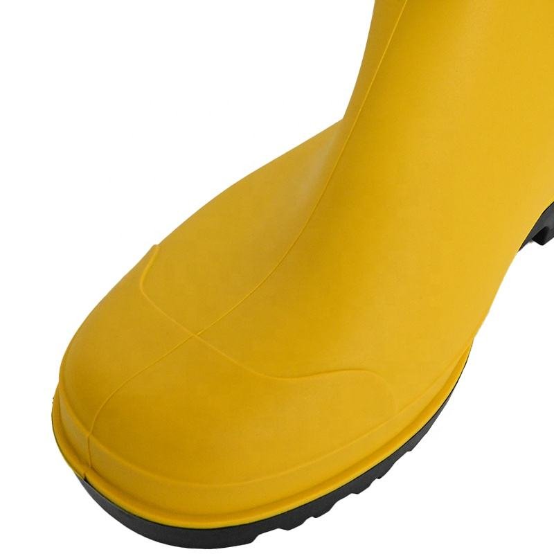 ULTAC Men's Industrial Waterproof Safety Shoes OEM Logo Color PVC Steel Toe with Easy Dry Fabric Lining Tall Yellow Rain Boot