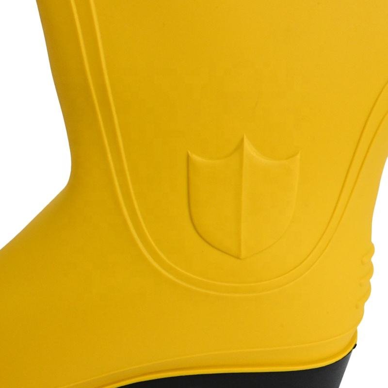 ULTAC Men's Industrial Waterproof Safety Shoes OEM Logo Color PVC Steel Toe with Easy Dry Fabric Lining Tall Yellow Rain Boot