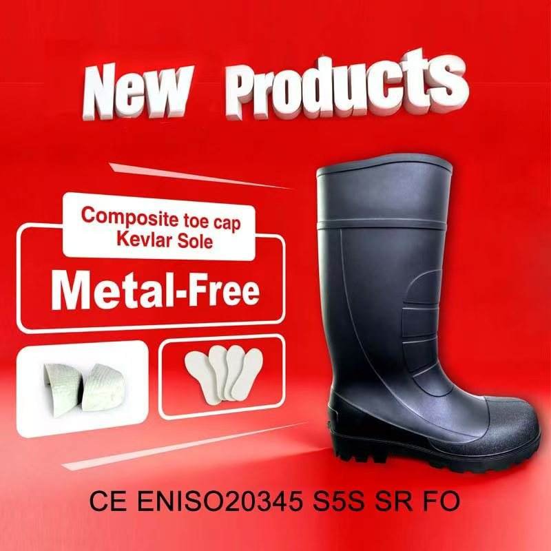 New Arrival CE Composite Toe Mining Construction Factory Security Footwear Knee-High Waterproof PVC Safety Rain Boots