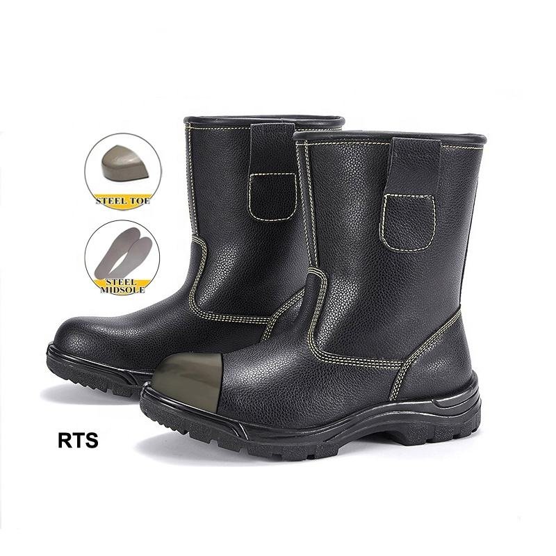 Ce S3 Steel Toe Safety Leather Boots PU-sole Knee HighHeavy Duty Factory Labor Shoes Durable Oil Field Desert Footwear