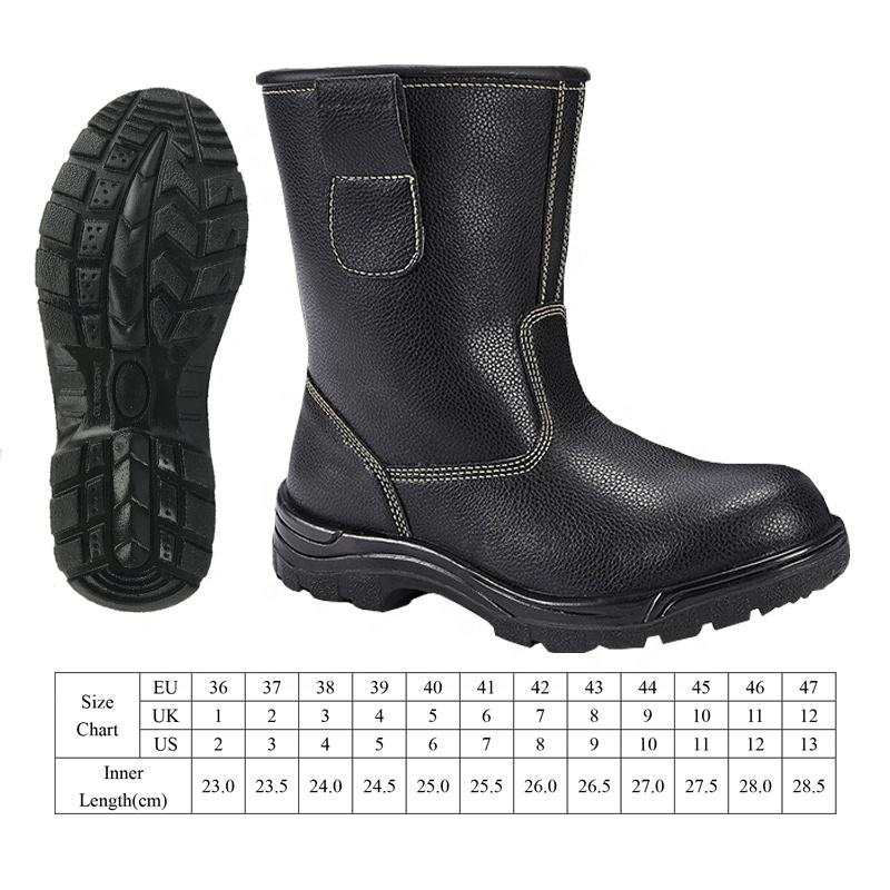 Ce S3 Steel Toe Safety Leather Boots PU-sole Knee HighHeavy Duty Factory Labor Shoes Durable Oil Field Desert Footwear