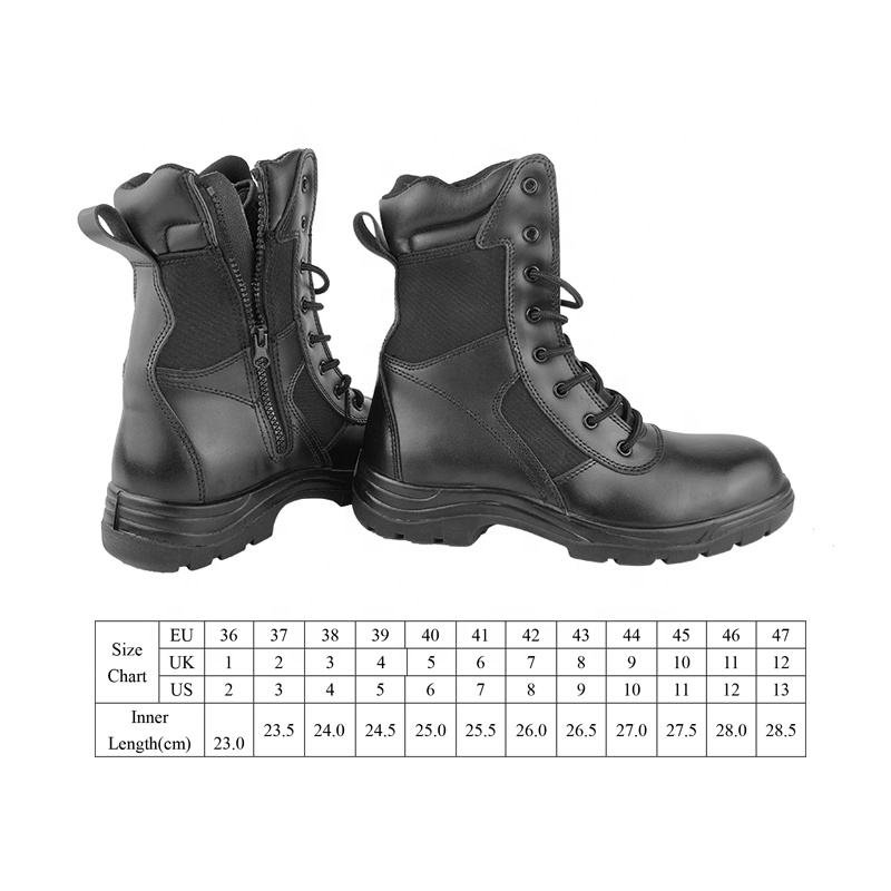 Steel Toe Security Tactical Shoes with Zipper for Man Lace- up Desert Breathable Outdoor Hiking Grain Leather Work Boots