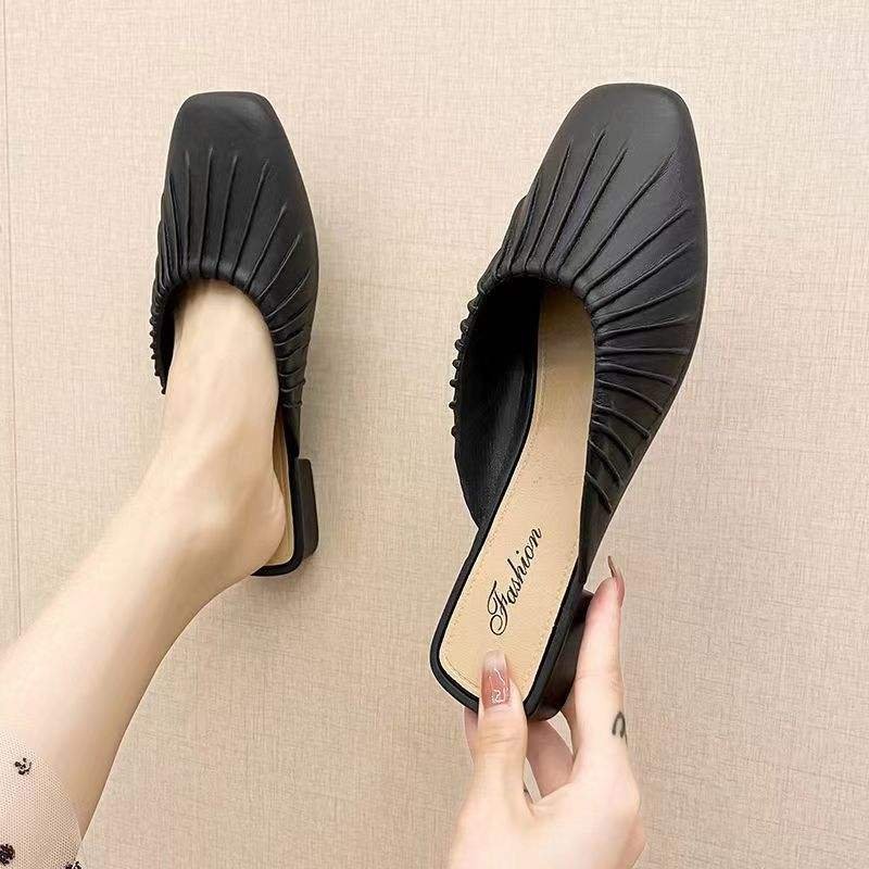 New LFu Women's British Single Shoes Internet Famous Models Waterproof Low Top Loafers Buckle Closure Summer Soft Soled