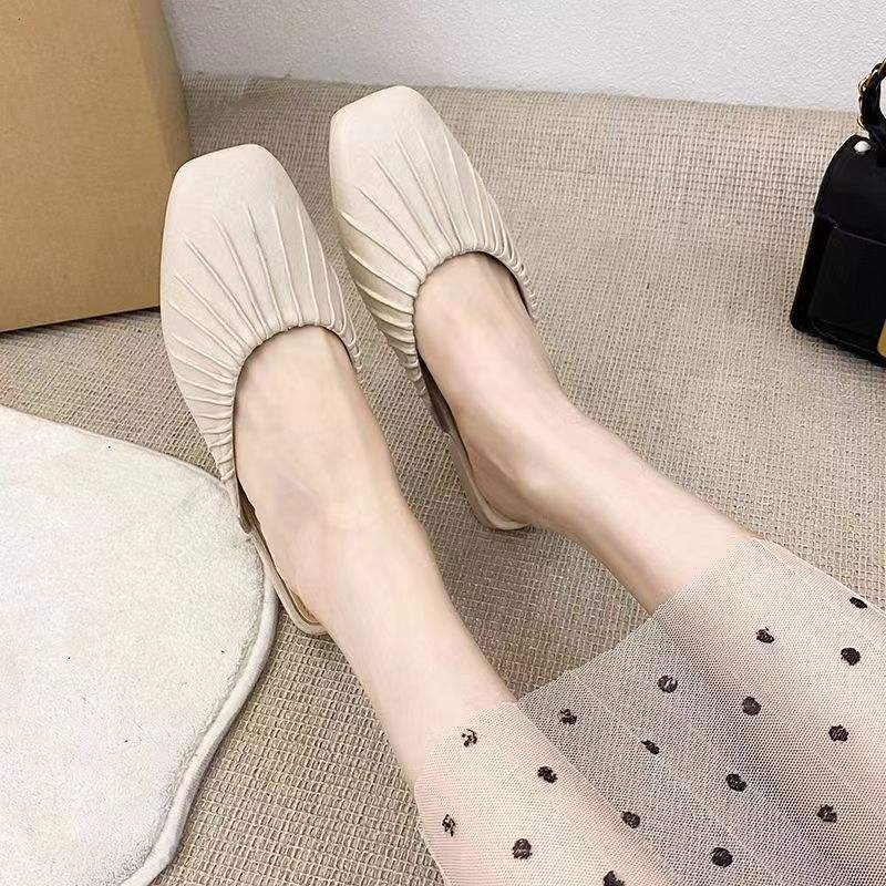 New LFu Women's British Single Shoes Internet Famous Models Waterproof Low Top Loafers Buckle Closure Summer Soft Soled