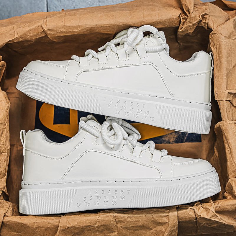 2025 Winter Spring Men's Breathable White Height Increasing Anti-Slip Mesh Lace-Up Sports Casual Fashion Shoes