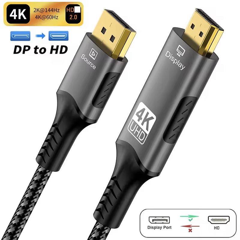 4K 60Hz for 1.2 to HDMI-compatible 2.0 Cable Aluminum Alloy Nylon Braided 1m/2m/3m 1080p Computer Gaming Home Theater TV