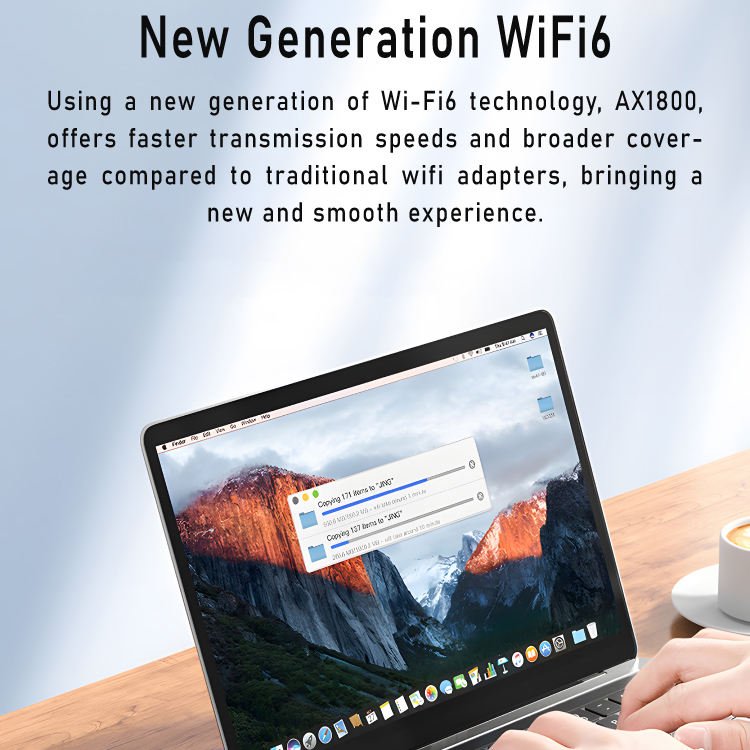 Portable 2.4G Dual-Band Gigabit WiFi6 Receiver Transmitter External Wireless Network Card for Laptop Use in Stock