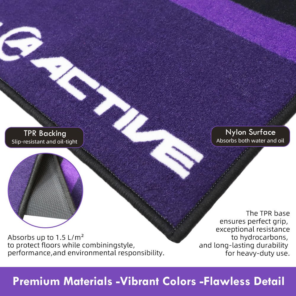 Custom Logo Carpet Parking Motorbike Racing Pit Mat Motorcycle Nylon Rubber Rug Carpet with Logo Floor Garage Mat Carpet