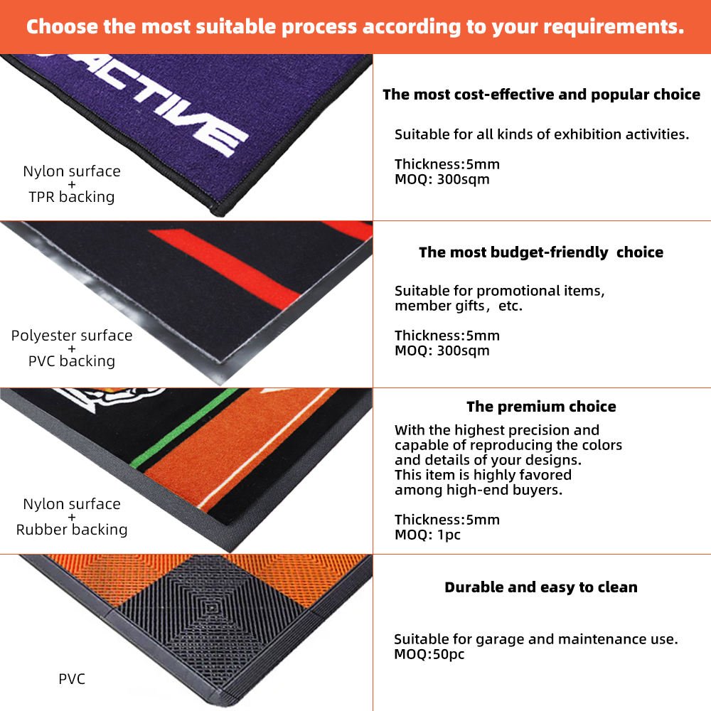 Custom Logo Carpet Parking Motorbike Racing Pit Mat Motorcycle Nylon Rubber Rug Carpet with Logo Floor Garage Mat Carpet