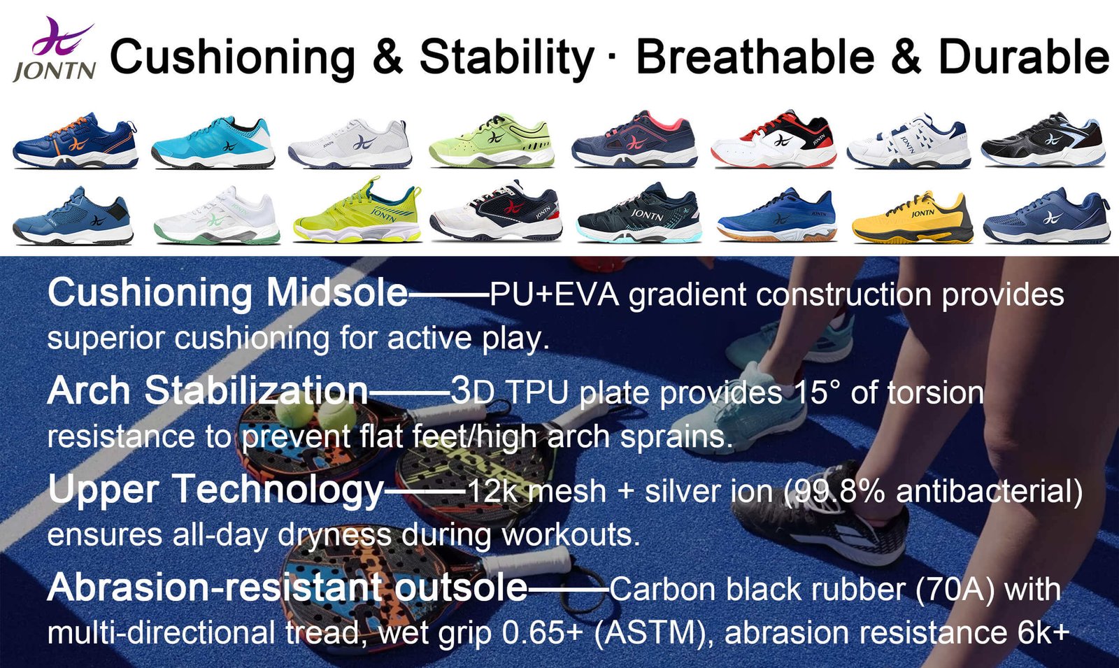 Palas Zapatillas Padel Tennis Shoes Quality Price Unisex Spring Winter Summer Mesh Upper Rubber Outsole Foot Support Stability