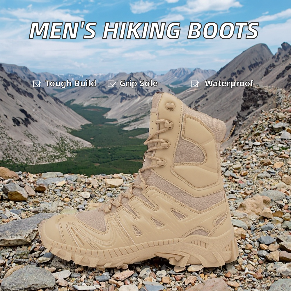 Men's Lightweight Tactical Combat Boots Wholesale Outdoor High Top Breathable Non-slip Hiking Boots Waterproof Autumn/Winter TPR