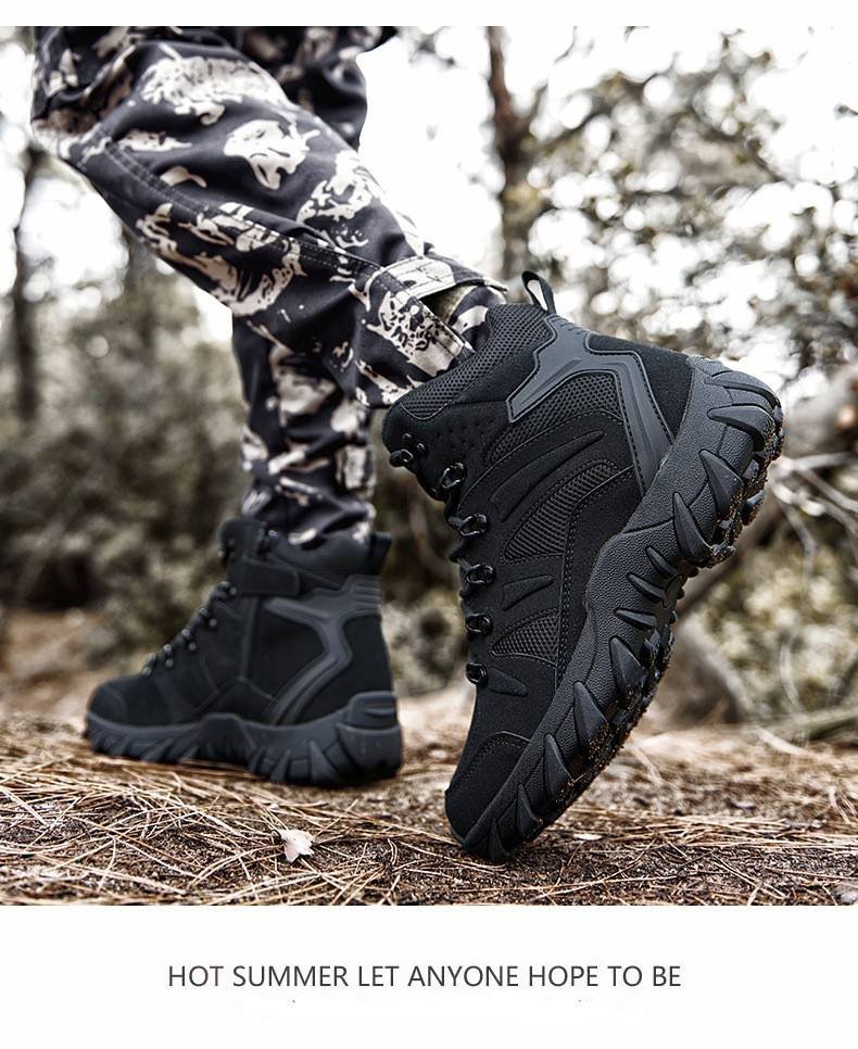 OEM ODM Anti-Slip Wear-Resistant Men's Hiking Boots 39-47 Outdoor Trekking Climbing Shoes with Mesh and Rubber Insole