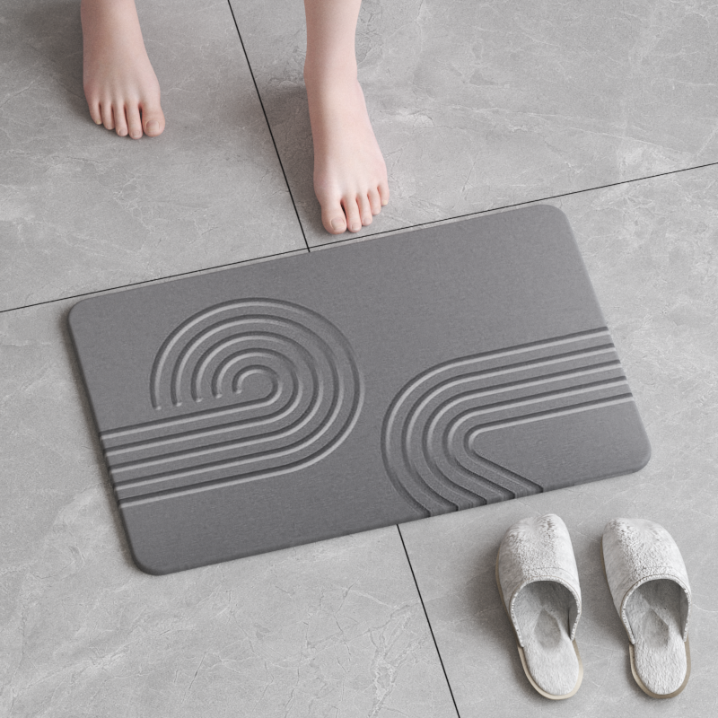 Non-Slip Stone Bath Mat Engraved Diatom Bathroom Bath Mat Stone Quick Dry