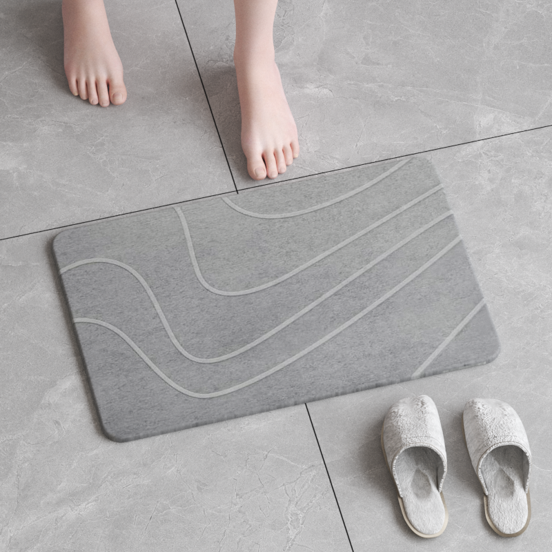 Non-Slip Stone Bath Mat Engraved Diatom Bathroom Bath Mat Stone Quick Dry
