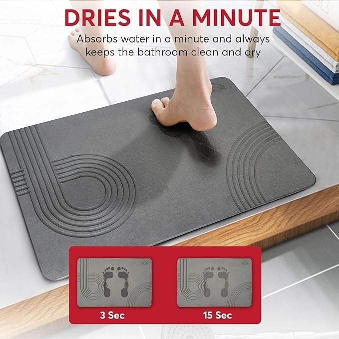 Non-Slip Stone Bath Mat Engraved Diatom Bathroom Bath Mat Stone Quick Dry