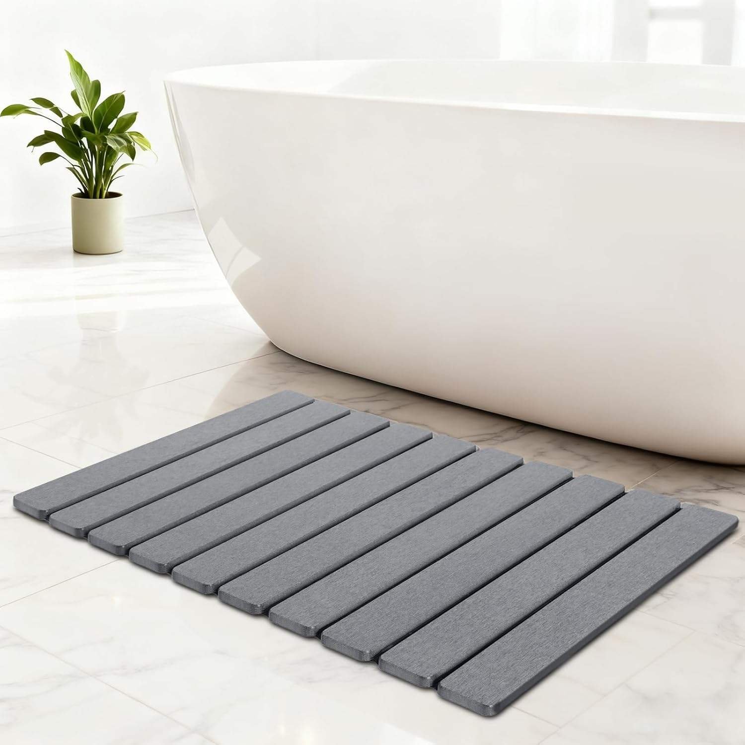 Foldable Stone Bath Mat Super Absorbent Diatomaceous Earth Mat Non-Slip Quick Dry Bathroom Shower Mat