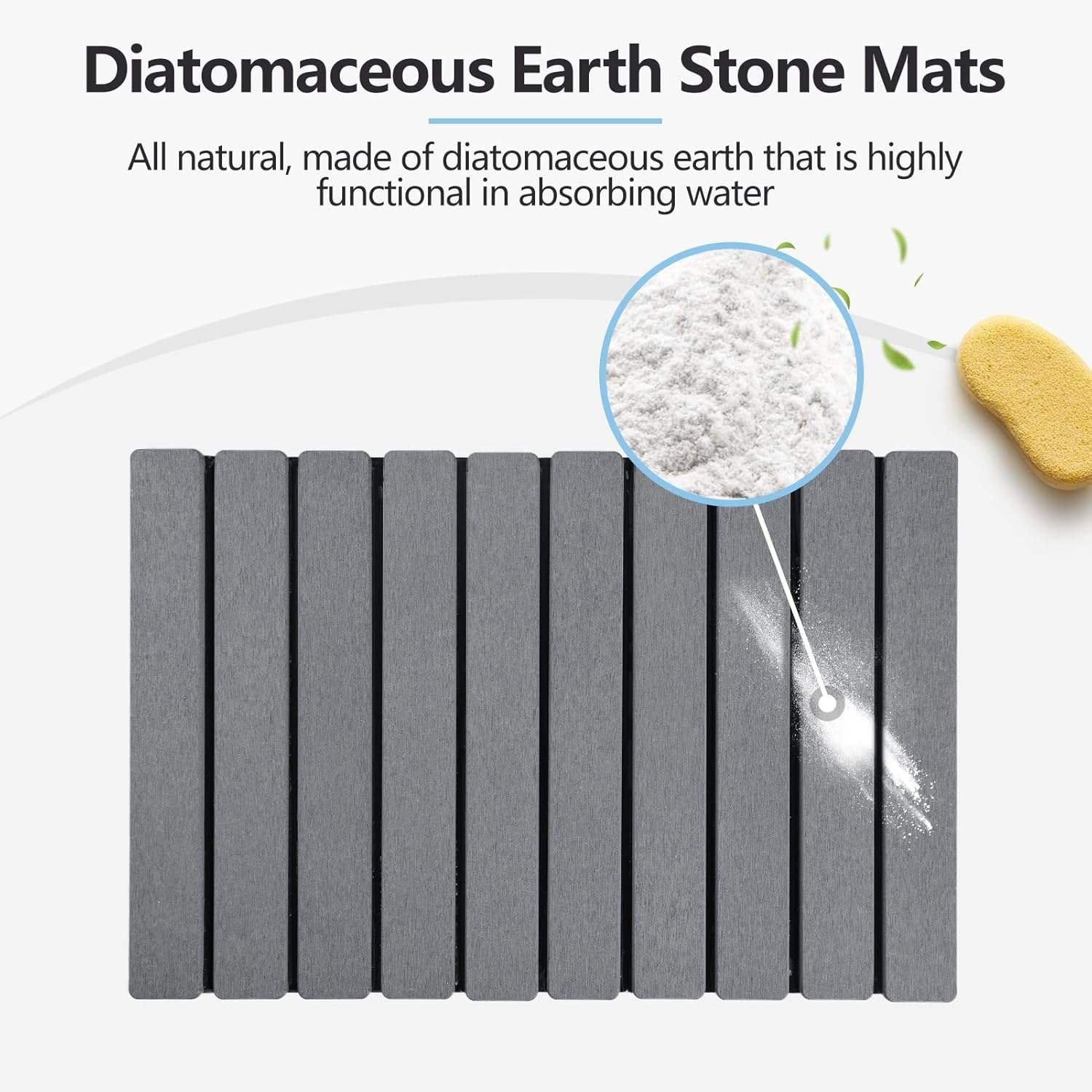Foldable Stone Bath Mat Super Absorbent Diatomaceous Earth Mat Non-Slip Quick Dry Bathroom Shower Mat