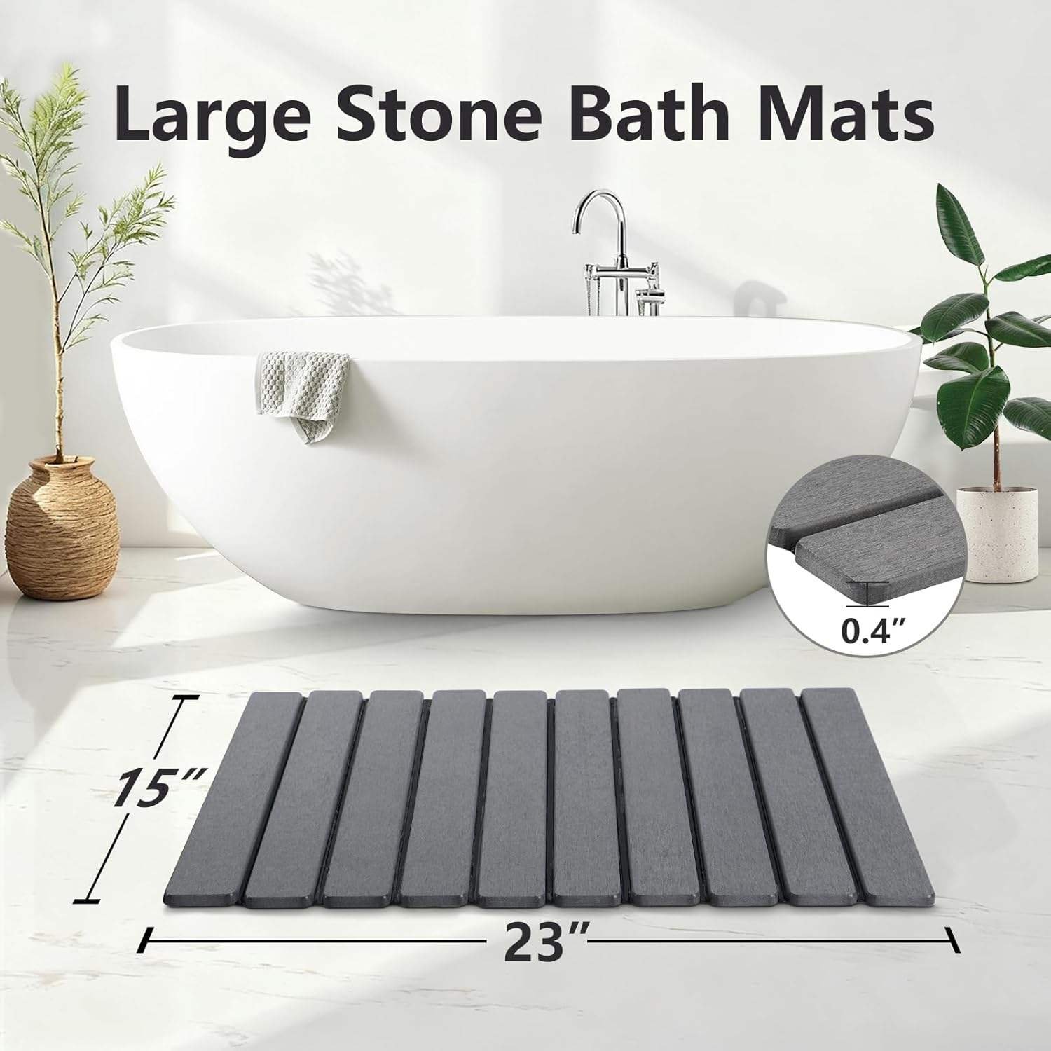 Foldable Stone Bath Mat Super Absorbent Diatomaceous Earth Mat Non-Slip Quick Dry Bathroom Shower Mat