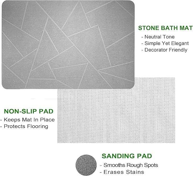 Premium Water Absorbent Mat Engraved Diatom Bathroom Bath Mat Stone Quick Dry