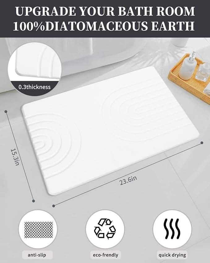 Morden Luxury Engraved Diatomaceous Earth Bath Mats Water Absorbent Quickly and Drying Fast Bathroom Mat