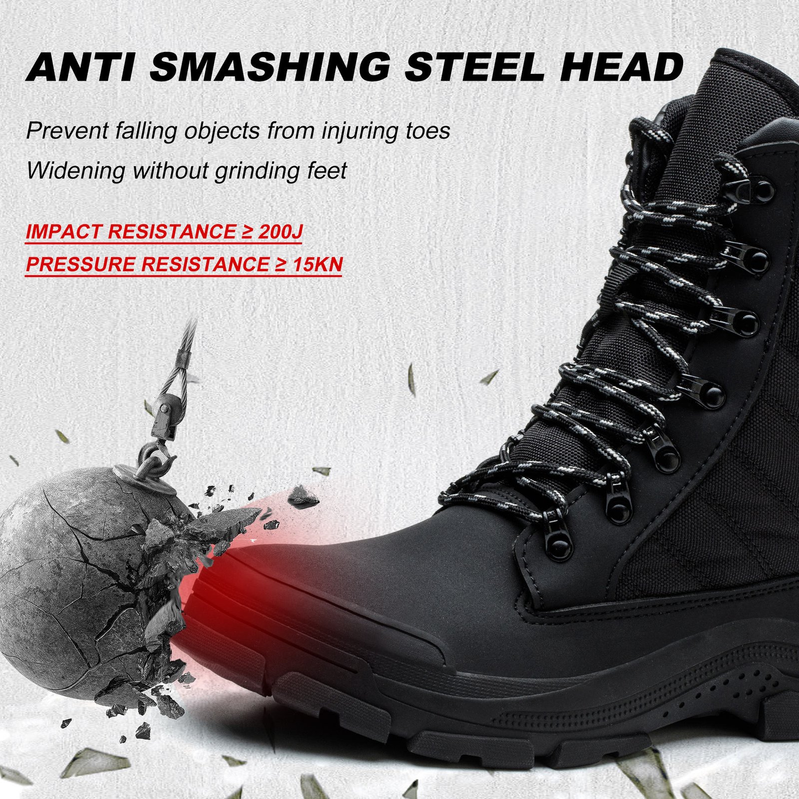 Industrial Grade High-Top Safety Shoes Steel Toe Anti-Impact & Puncture Resistant Dirt & Wear Proof for Warehouse Work