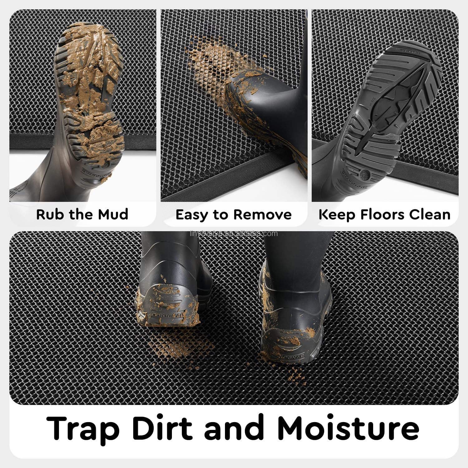 60cm*90cm Trap Mud and Dust Outside Elastic Entrance Mesh Doormat for Home, Commerce