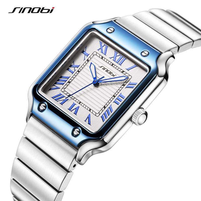 SINOBI S9983G Luxury Business Casual Watch Quartz Stainless Steel Alloy Dial 40mm Waterproof Calendar Function Folding Clasp