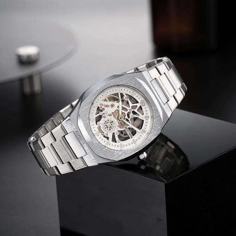 BESTWIN 983-1 Fashion Men's Quartz Watch Alloy Case Hollow Design Butterfly Buckle Wristwatch Live Streaming Hot Sale