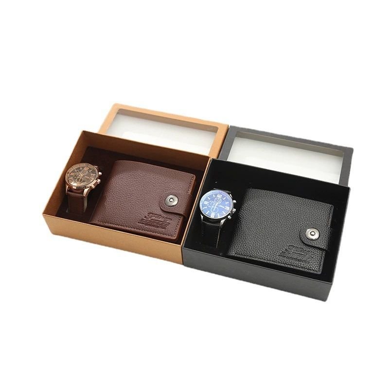 Fancy & Yc M2302 Hot Selling 2PC/set Fashion Quartz Wristwatch + Wallet / Watch + Strap Men Business Gift for Father Husband
