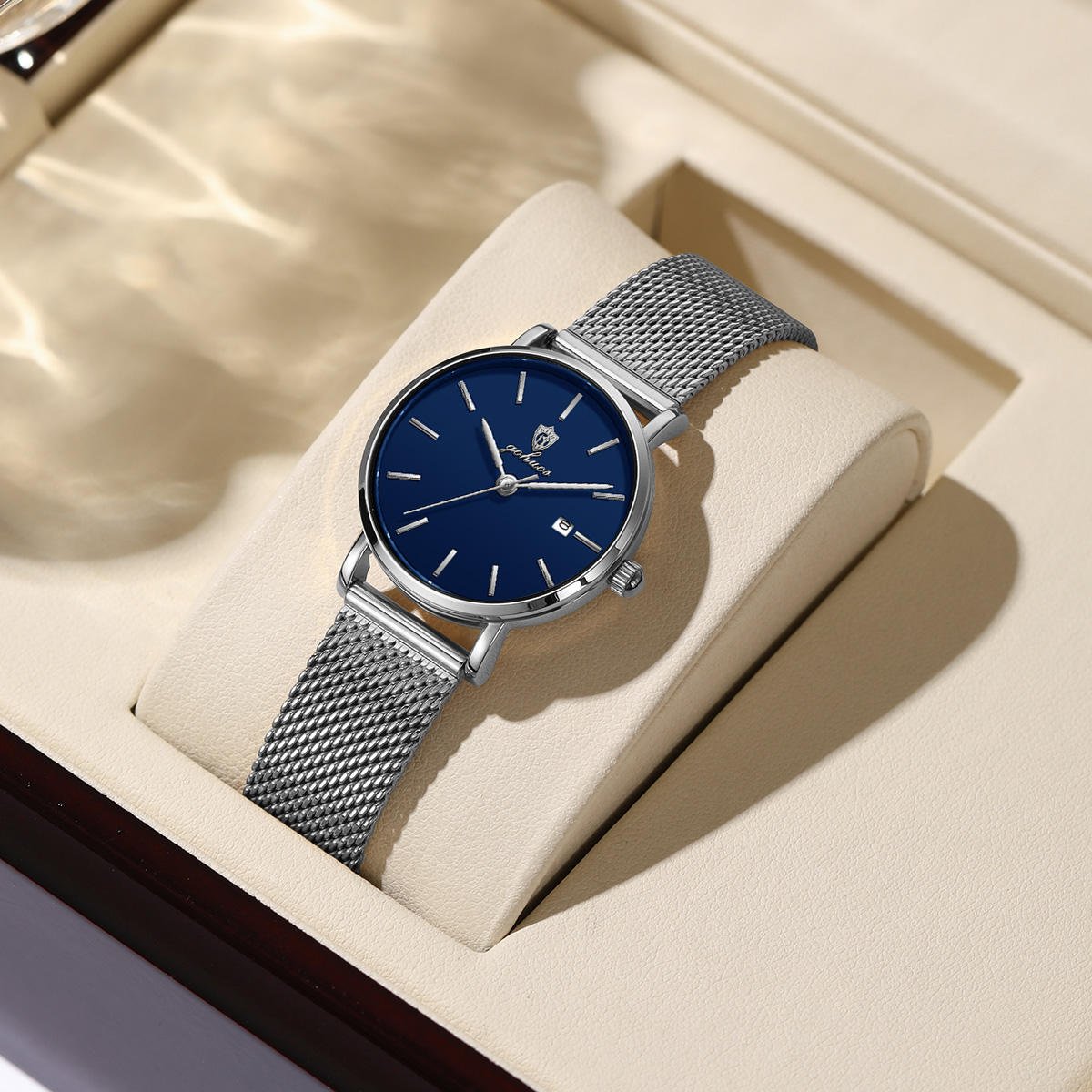 Gohuos 7821 New Arrivals Luxury Quartz Wrist Woman Watch Rose Blue Fashion Waterproof Stainless Steel Female Watch Montre Femme