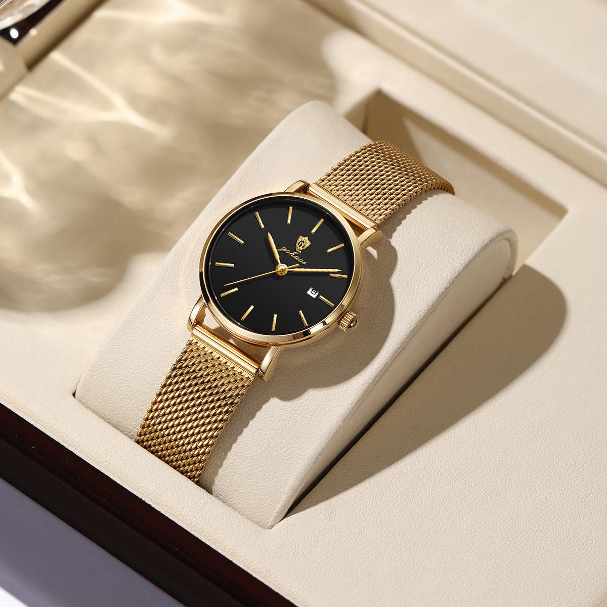 Gohuos 7821 Simple Design Lady Fashion Stainless Steel Strap Watches Luxury 30M Waterproof Quartz Women Auto Date Wristwatch