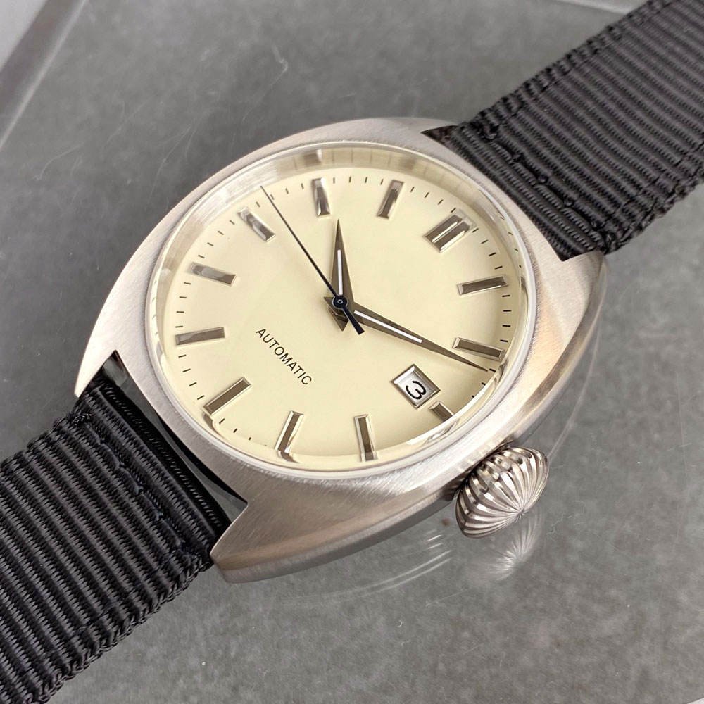 Tandorio Men Automatic Watch 40mm Blue Dial NH35 Movement Domed Sapphire Glass 200M Waterproof Luminous