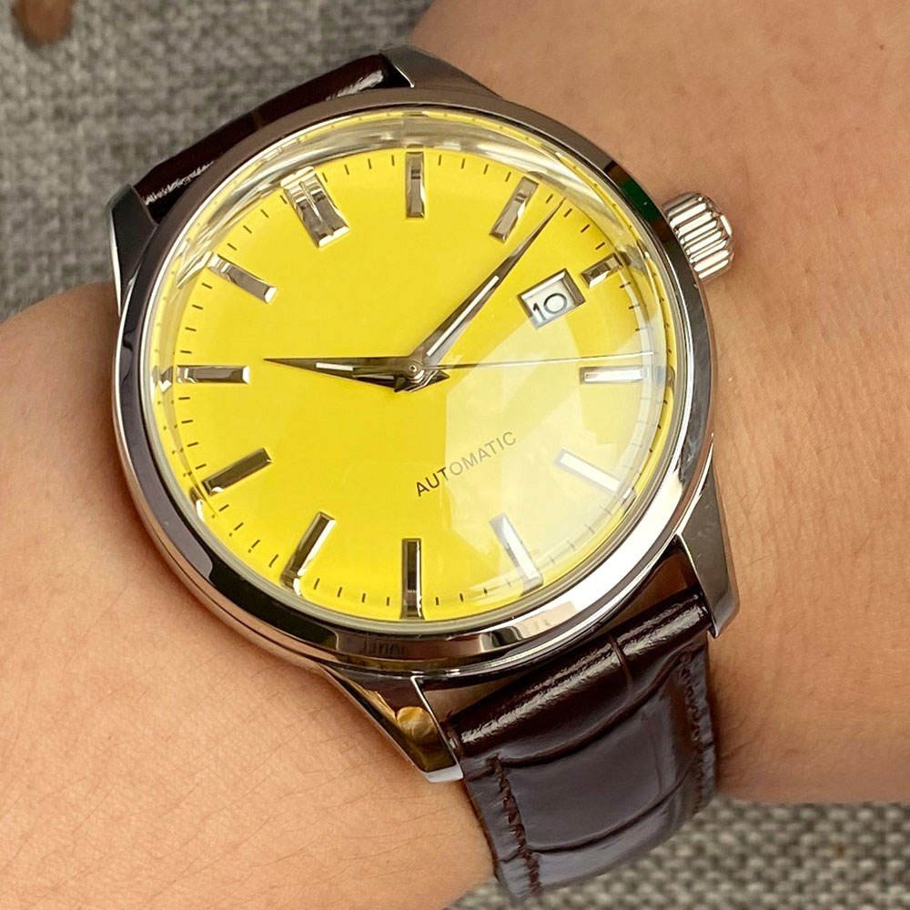 Tandorio Men Automatic Watch 40mm Blue Dial NH35 Movement Domed Sapphire Glass 200M Waterproof Luminous