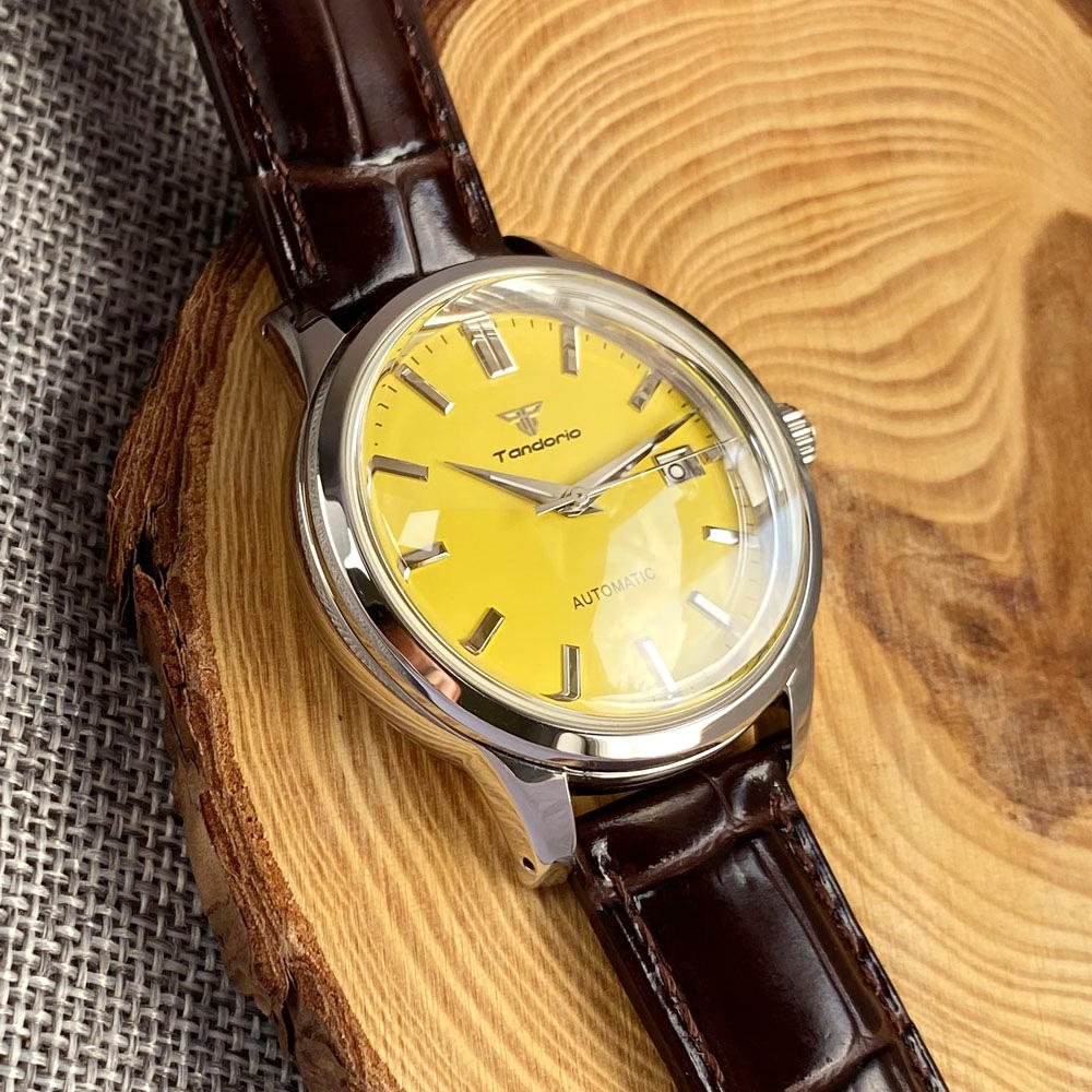 Tandorio Men Automatic Watch 40mm Blue Dial NH35 Movement Domed Sapphire Glass 200M Waterproof Luminous