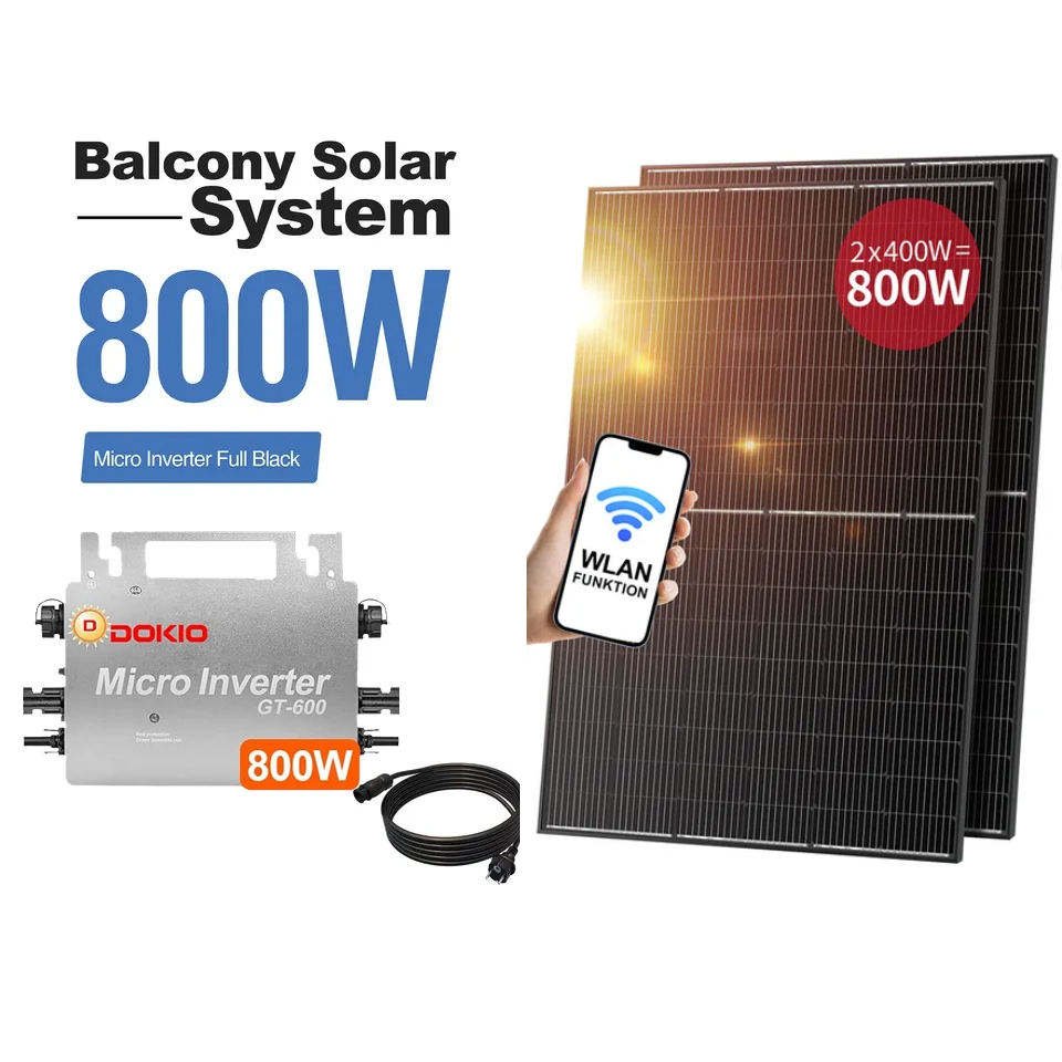 DOKIO m 800W Germany STOCK Balcony Solar Energy VDE Certified EU Speicher Balkonkraftwerk Solar System