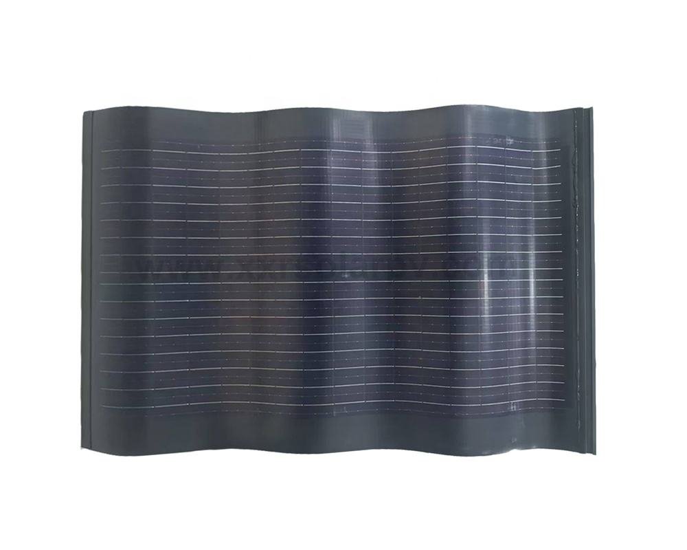 Wholesale Price 75W HJT Monocrystalline BIPV Tiles Roof Solar Panel Red Color Pet Curved Solar Roof Tile Easy to Installation