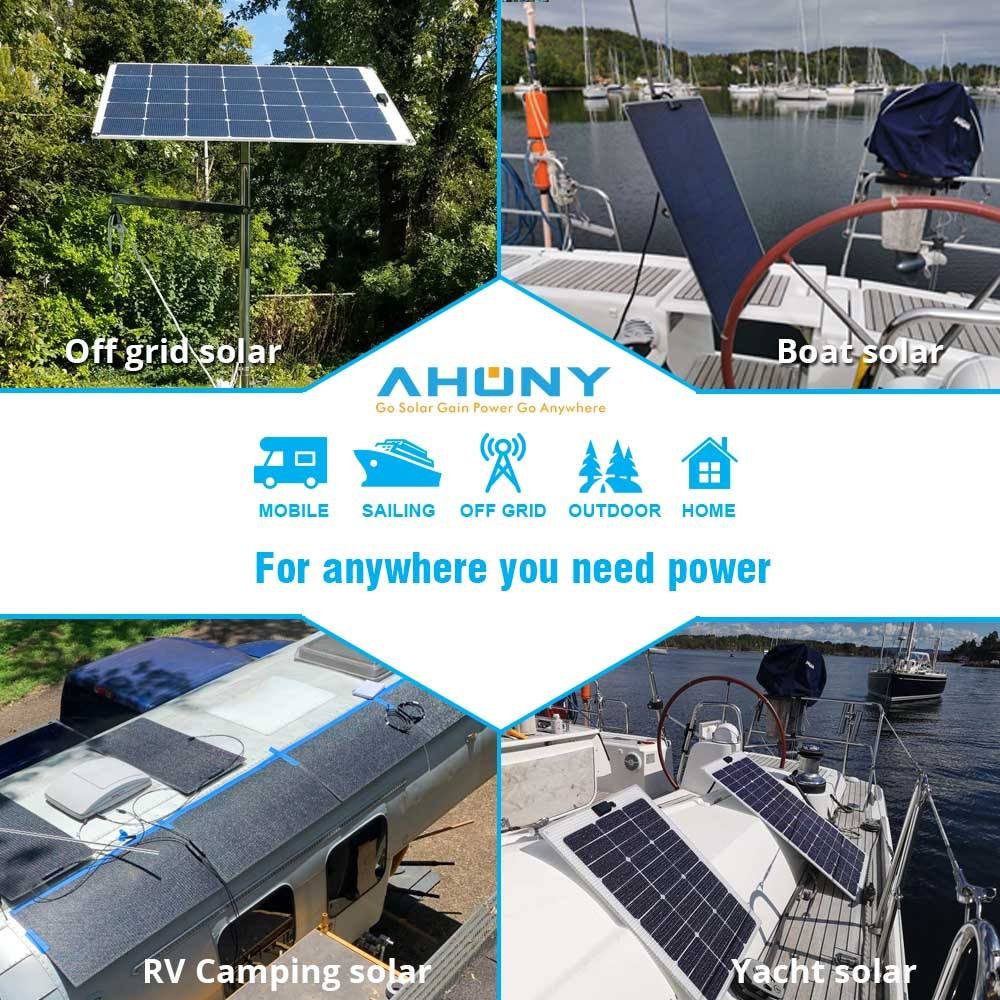 EMarvel EMarvel M55W 55W SunPower All Black 24.4% Efficient Walkable Semi-Rigid Solar Panel-Marine-Grade for Yachts & Boats