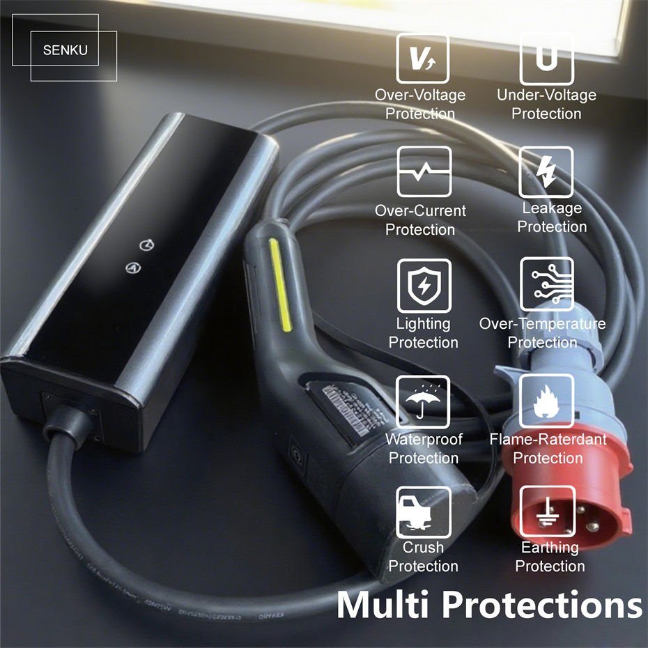 SENKU 22KW 32A 3Phase Type2 Portable EV Charger Wi-Fi APP Control EVSE Charging Box Charging Station for Electric Car Charger