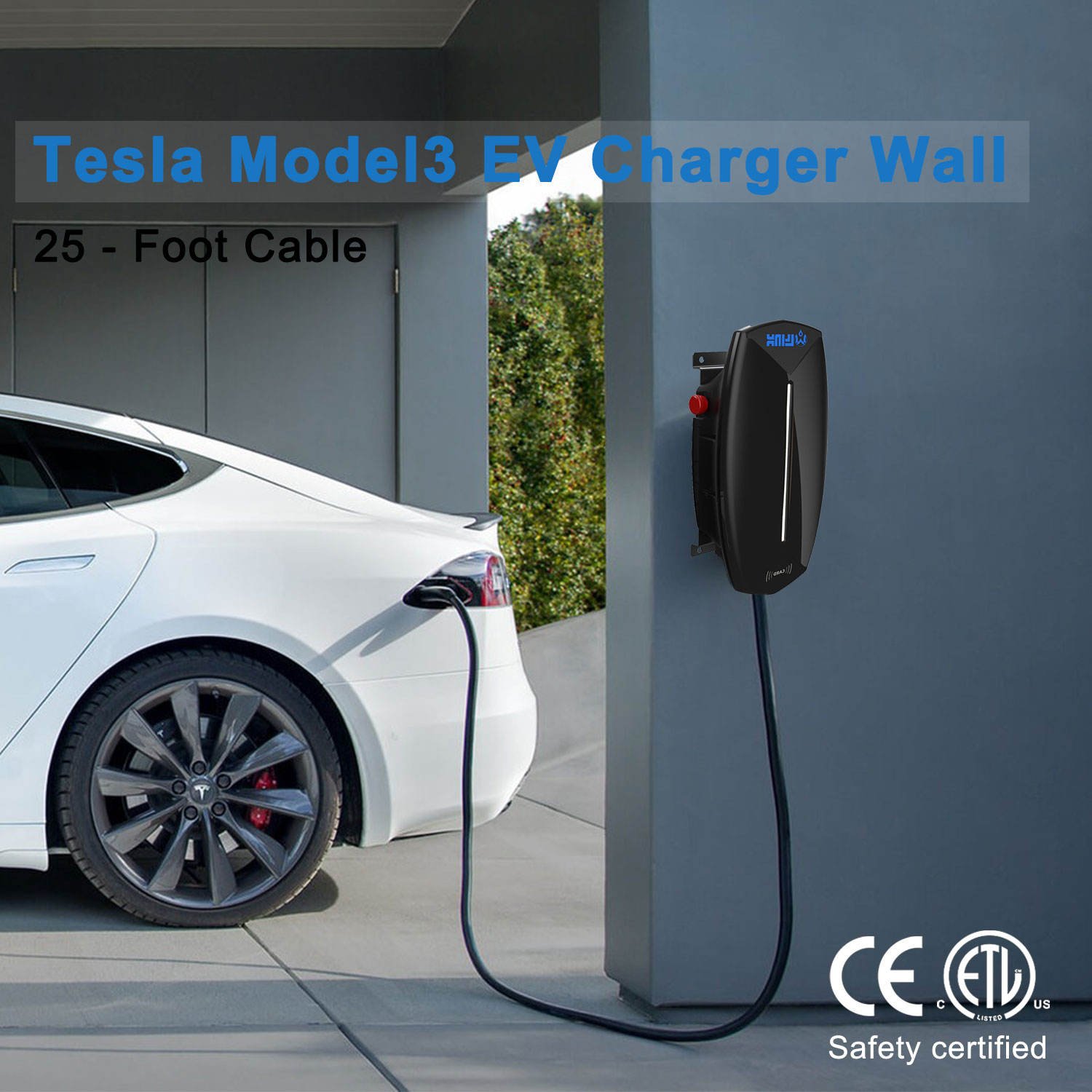 American-Standard 230V AC Electric Vehicle Ev Wallbox Charger 11KW 22KW Tesla 48A 7KW Output 32A Wall Mount IP55 Fast Charging