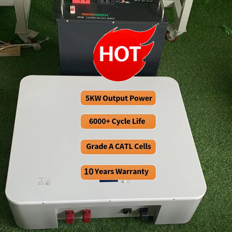 6000 Cycle Stackable Hybrid Grid & Off-grid Solar System 5-10KWh Lithium LifePO4 Battery 48V 300Ah Power Wall with BMS